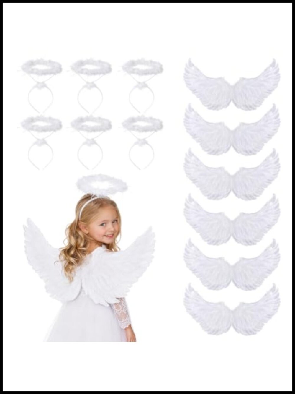 Angel Wings and Halo Headband Set 12 Pcs Costume Accessories
